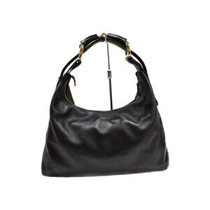 Gucci Black Bag Hobo Shoulder Leather One Horsebit